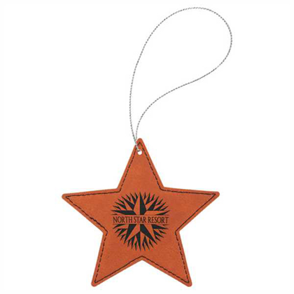 Picture of Rawhide Laserable Leatherette Star Ornament with Silver String