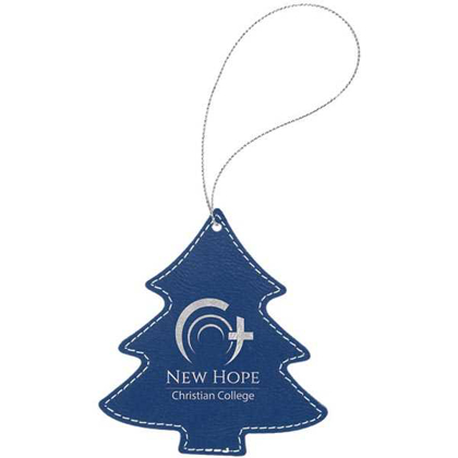 Picture of Blue/Silver Laserable Leatherette Tree Ornament with Silver String