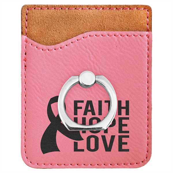 Picture of Pink Laserable Leatherette Phone Wallet with Silver Ring