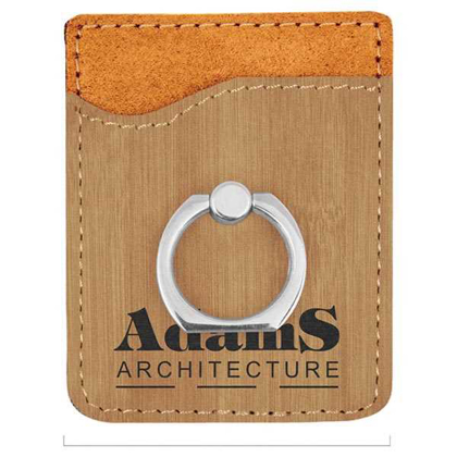 Picture of Bamboo Laserable Leatherette Phone Wallet with Silver Ring