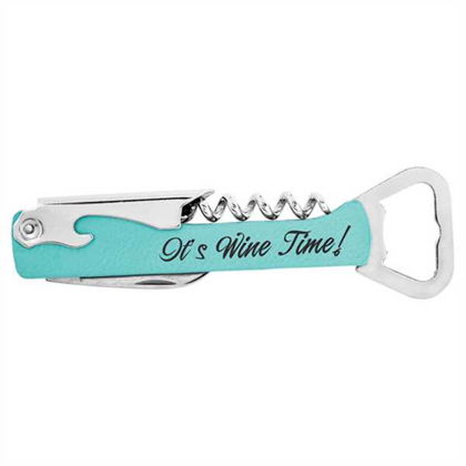 Picture of Teal Laserable Leatherette Corkscrew Bottle Opener