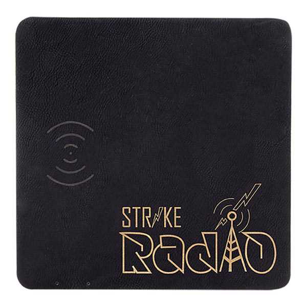 Picture of 8" x 8" Black/Gold Laserable Leatherette Phone Charging Mat