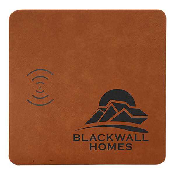 Picture of 8" x 8" Rawhide Laserable Leatherette Phone Charging Mat