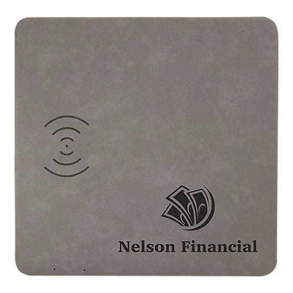 Picture of 8" x 8" Gray Laserable Leatherette Phone Charging Mat