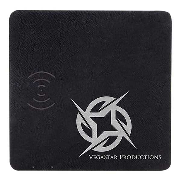 Picture of 8" x 8" Black/Silver Laserable Leatherette Phone Charging Mat