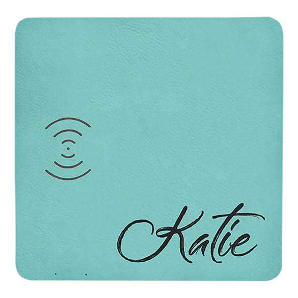 Picture of 8" x 8" Teal Laserable Leatherette Phone Charging Mat