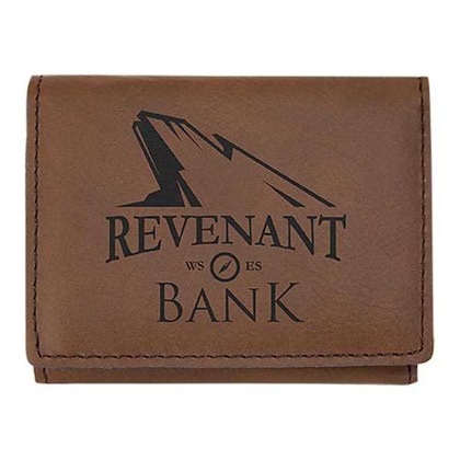 Picture of 3" x 4" Dark Brown Laserable Leatherette Trifold Wallet