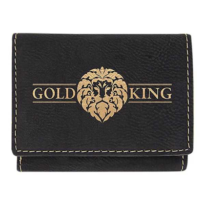 Picture of 3" x 4" Black/Gold Laserable Leatherette Trifold Wallet