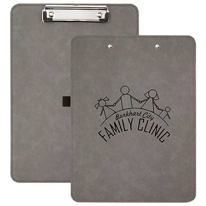 Picture of 9" x 12 1/2" Gray Laserable Leatherette Clip Board