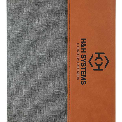 Picture of 7" x 9" Rawhide Laserable Leatherette with Gray Canvas Portfolio with Notepad