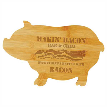 Picture of 13 3/4" x 8 3/4" Bamboo Pig Shaped Cutting Board