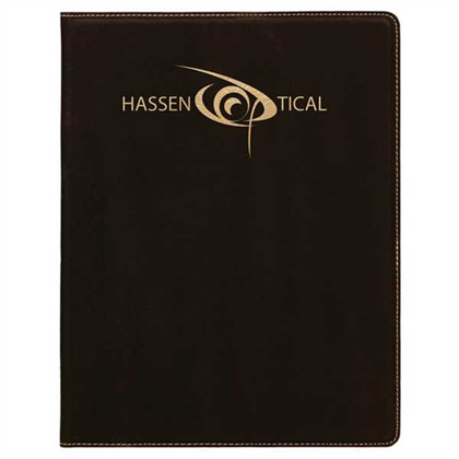 Picture of 7" x 9" Black/Gold Laserable Leatherette Small Portfolio with Notepad