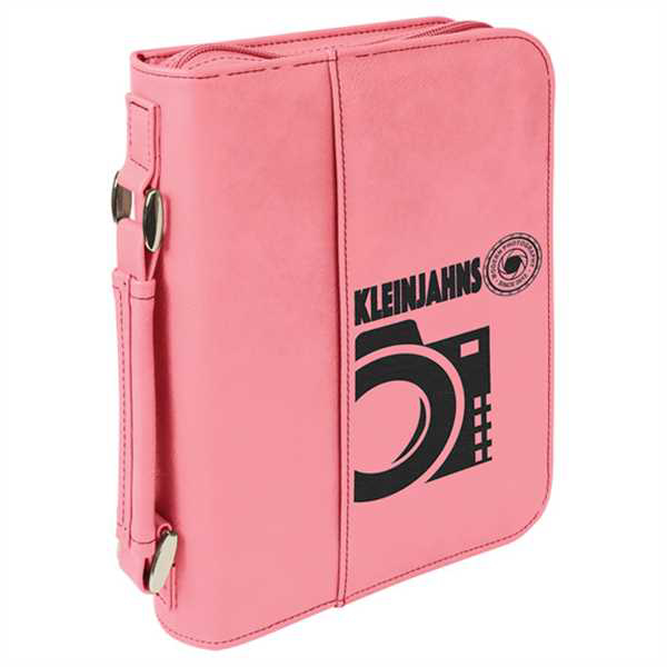 Picture of 6 3/4" x 9 1/4" Pink Leatherette Book/Bible Cover with Handle & Zipper