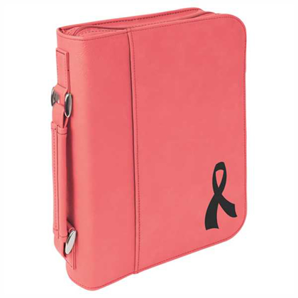 Picture of 7 1/2" x 10 3/4" Pink Leatherette Book/Bible Cover with Handle & Zipper