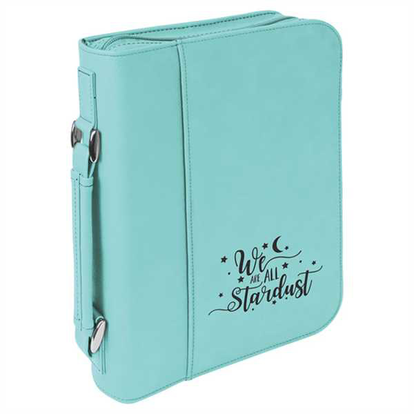 Picture of 7 1/2" x 10 3/4" Teal Leatherette Book/Bible Cover with Handle & Zipper