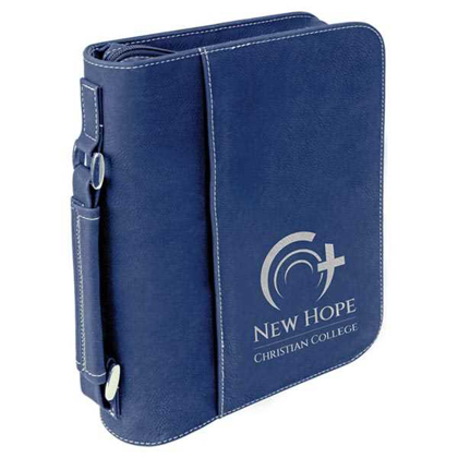 Picture of 7 1/2" x 10 3/4" Blue/Silver Leatherette Book/Bible Cover with Handle & Zipper