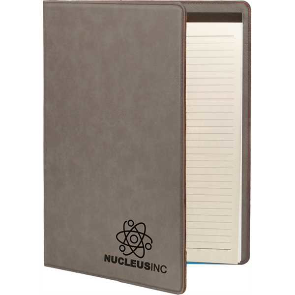 Picture of 9 1/2" x 12" Gray Laserable Leatherette Portfolio with Notepad