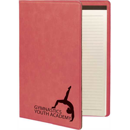 Picture of 9 1/2" x 12" Pink Laserable Leatherette Portfolio with Notepad