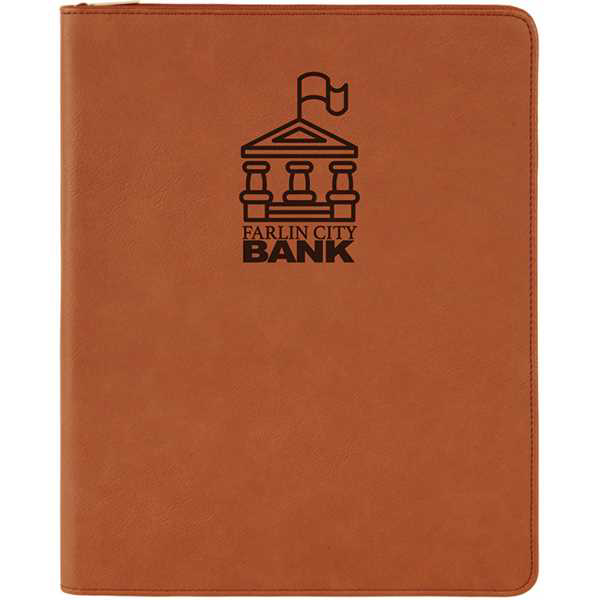 Picture of 9 1/2" x 12" Rawhide with Zipper Laserable Leatherette Portfolio with Notepad