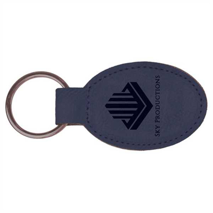 Picture of 3" x 1 3/4" Blue Laserable Leatherette Oval Keychain