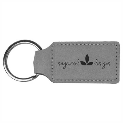 Picture of 2 3/4" x 1 1/4" Gray Laserable Leatherette Rectangle Keychain