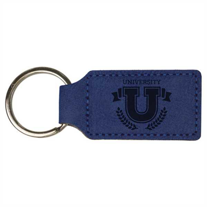 Picture of 2 3/4" x 1 1/4" Blue Laserable Leatherette Rectangle Keychain