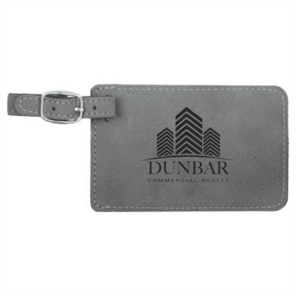 Picture of 4 1/4" x 2 3/4" Gray Laserable Leatherette Luggage Tag