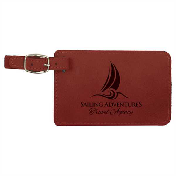 Picture of 4 1/4" x 2 3/4" Rose Laserable Leatherette Luggage Tag