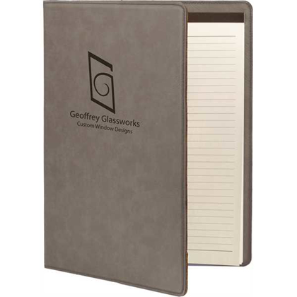 Picture of 7" x 9" Gray Laserable Leatherette Small Portfolio with Notepad