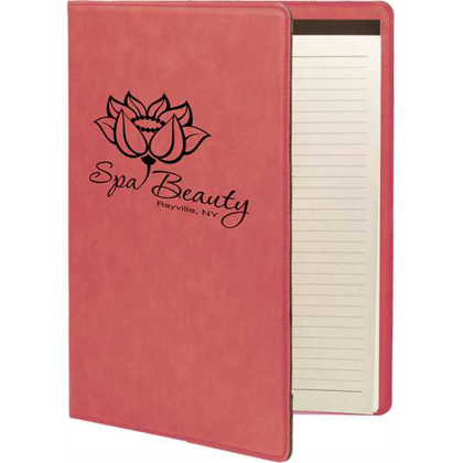 Picture of 7" x 9" Pink Laserable Leatherette Small Portfolio with Notepad