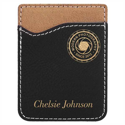 Picture of Black/Gold Laserable Leatherette Phone Wallet