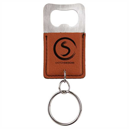 Picture of Rectangle Rawhide Laserable Leatherette Bottle Opener Keychain