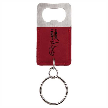Picture of Rectangle Rose Laserable Leatherette Bottle Opener Keychain