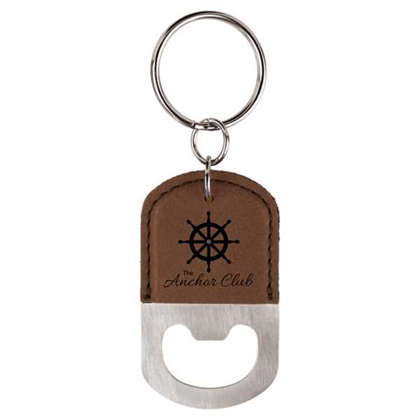 Picture of Oval Dark Brown Laserable Leatherette Bottle Opener Keychain