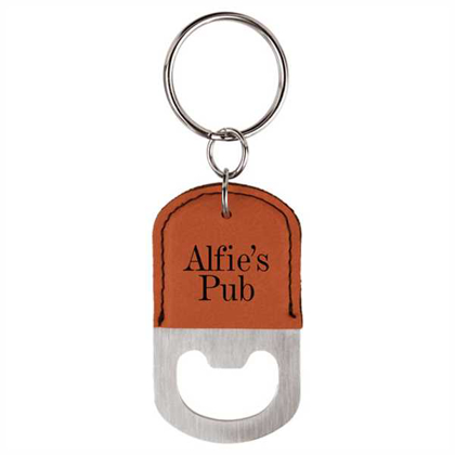 Picture of Oval Rawhide Laserable Leatherette Bottle Opener Keychain