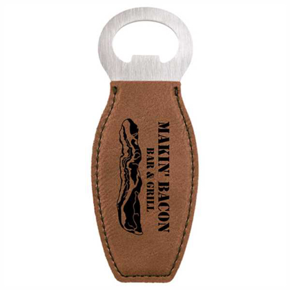 Picture of Dark Brown Laserable Leatherette Bottle Opener with Magnet