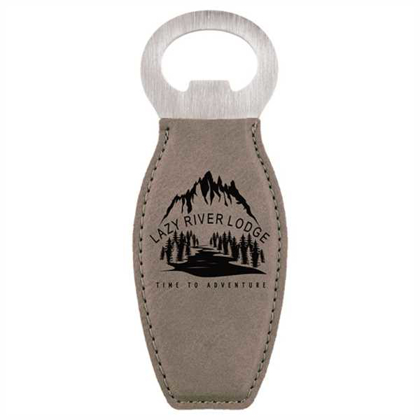 Picture of Gray Laserable Leatherette Bottle Opener with Magnet