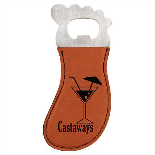 Picture of Rawhide Laserable Leatherette Foot Shaped Bottle Opener with Magnet