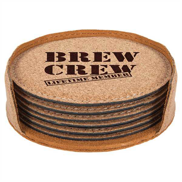 Picture of 4" Round Cork 6-Coaster Set