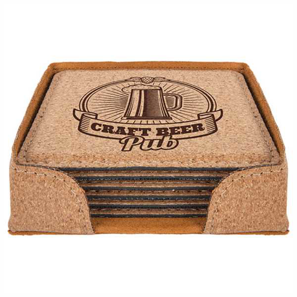 Picture of 4" x 4" Square Cork 6-Coaster Set