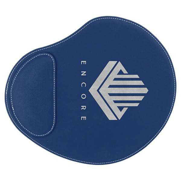 Picture of 9" x 10 1/4" Blue/Silver Laserable Leatherette Mouse Pad