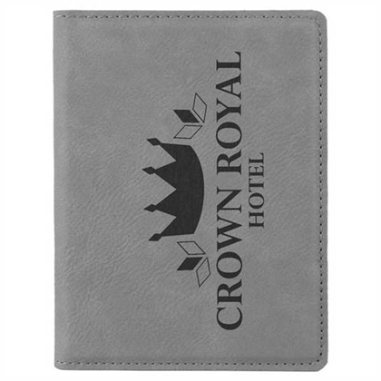 Picture of 4 1/4" x 5 1/2" Gray Laserable Leatherette Passport Holder