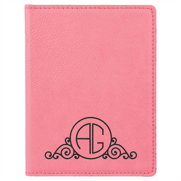 Picture of 4 1/4" x 5 1/2" Pink Laserable Leatherette Passport Holder