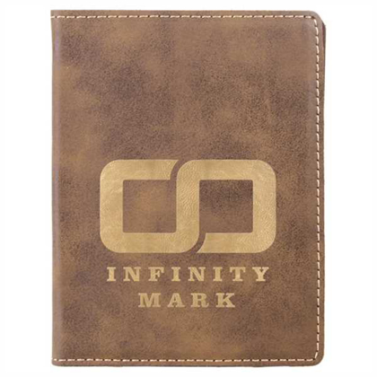 Picture of 4 1/4" x 5 1/2" Rustic/Gold Laserable Leatherette Passport Holder