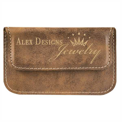 Picture of 4 1/2" x 2 3/4" Rustic/Gold Laserable Leatherette Flexible Business Card Holder