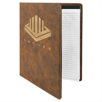 Picture of 9 1/2" x 12" Rustic/Gold Laserable Leatherette Portfolio with Notepad