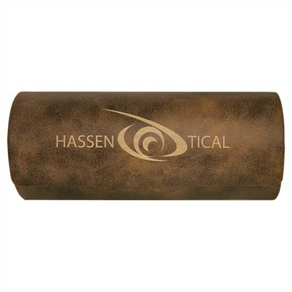 Picture of 6 1/2" x 2 1/2" Rustic/Gold Laserable Leatherette Eyeglass Case