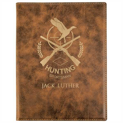 Picture of 7" x 9" Rustic/Gold Laserable Leatherette Small Portfolio with Notepad