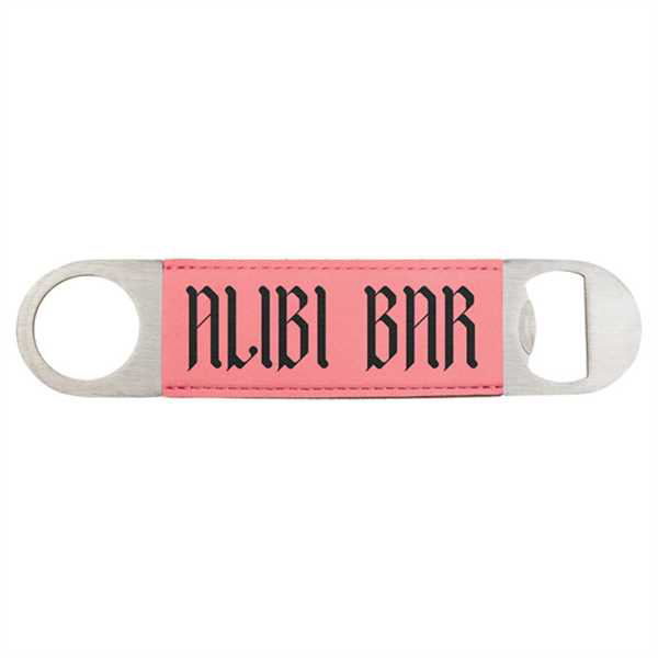 Picture of 1 1/2" x 7" Pink Laserable Leatherette Bottle Opener
