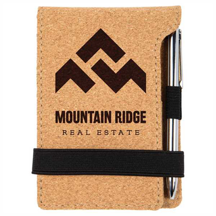 Picture of 3 1/4" x 4 3/4" Cork Mini Notepad with Pen